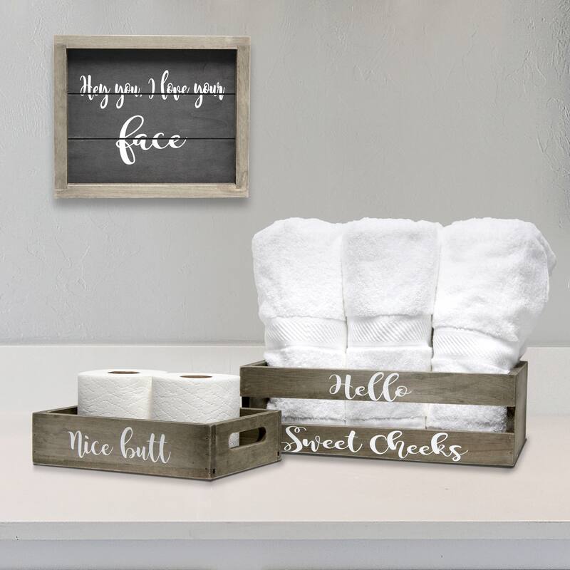 Elegant Designs Three Piece Decorative Wood Bathroom Set