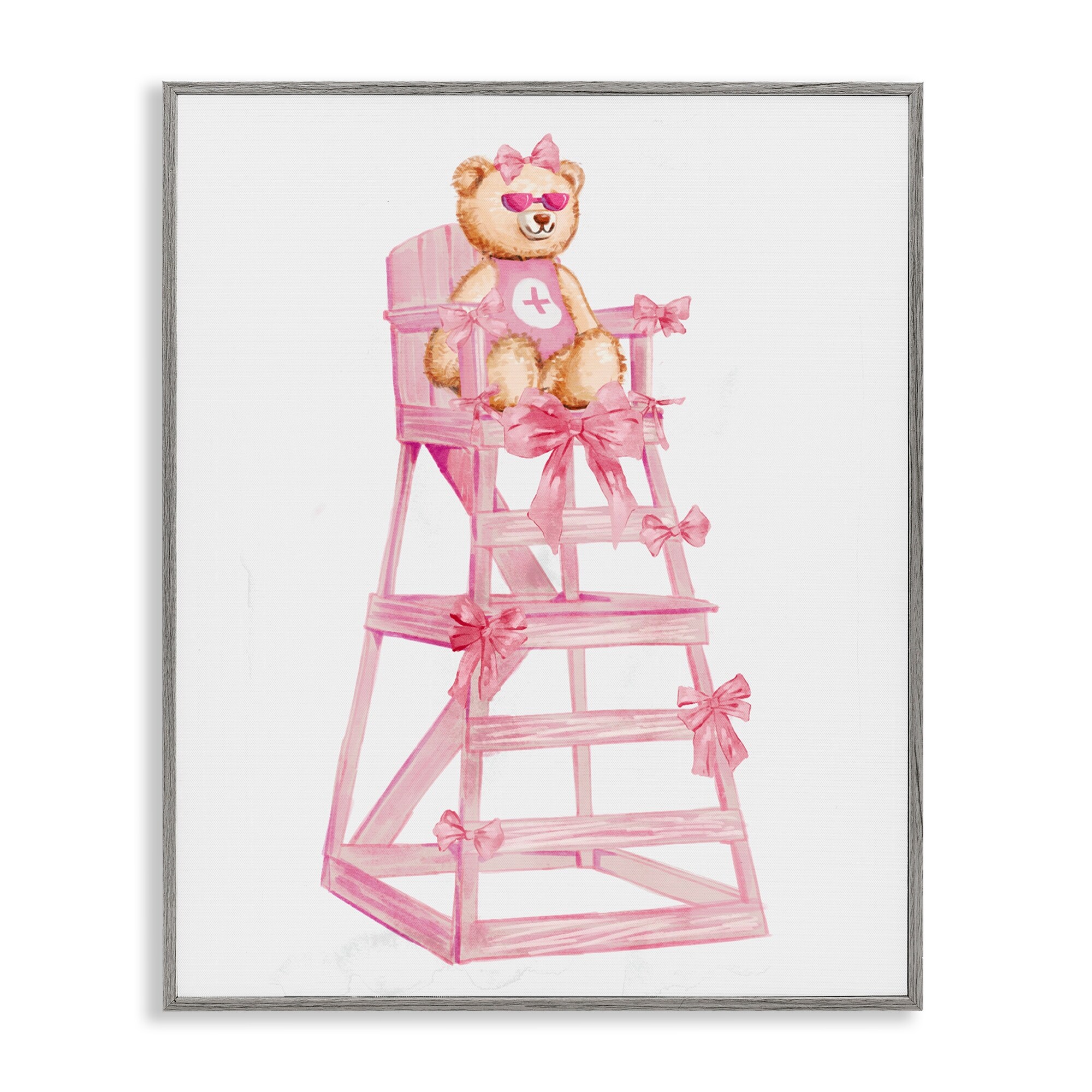 Stupell Teddy Bear Life Guard Framed Giclee Art Design By Ziwei Li