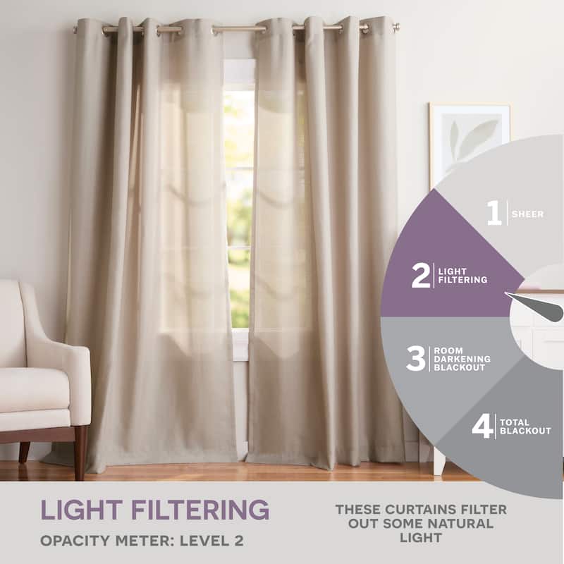 EXCLUSIVE HOME Loha Linen Grommet Top Curtain Panel Pair