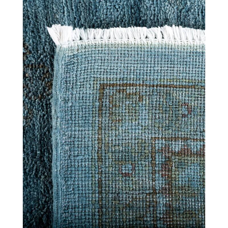 Overton Hand Knotted Wool Vintage Inspired Modern Contemporary Overdyed Gray Area Rug - 12' 1" x 16' 1"