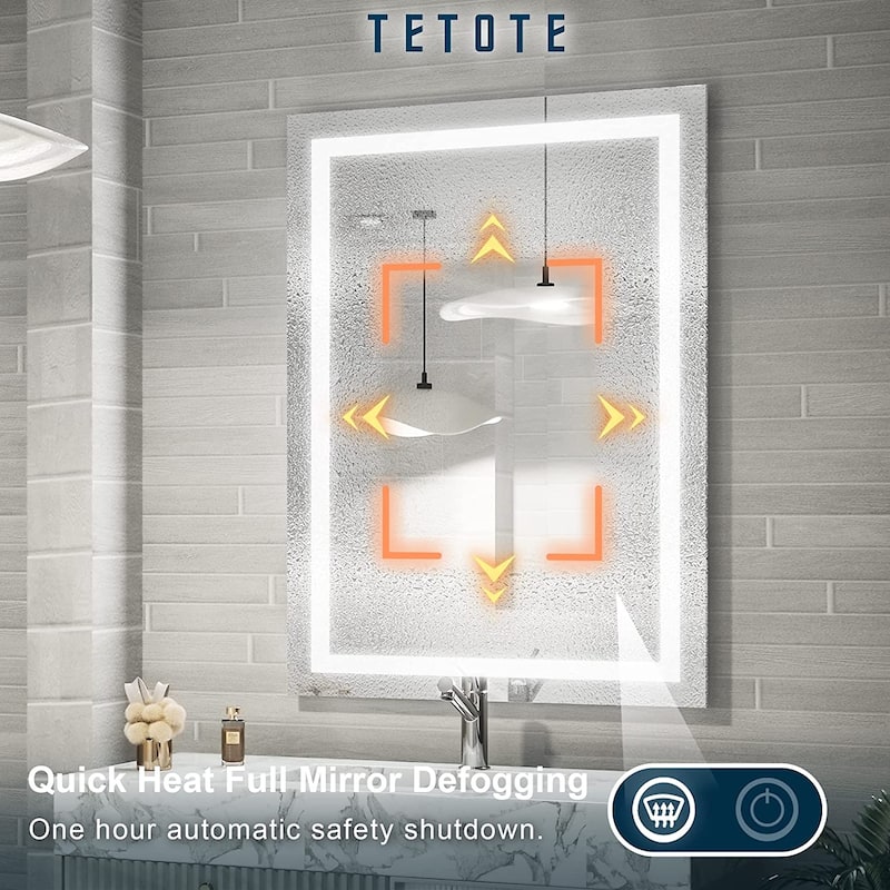 TETOTE LED Bathroom Vanity Wall Mirror, Dimmable and Anti-Fog