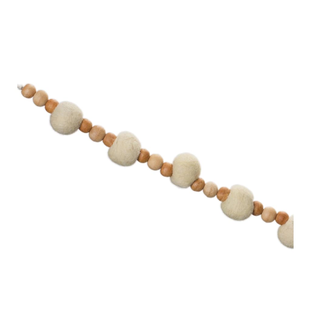 Wood Beaded String Garland (Set of 2) - Tan
