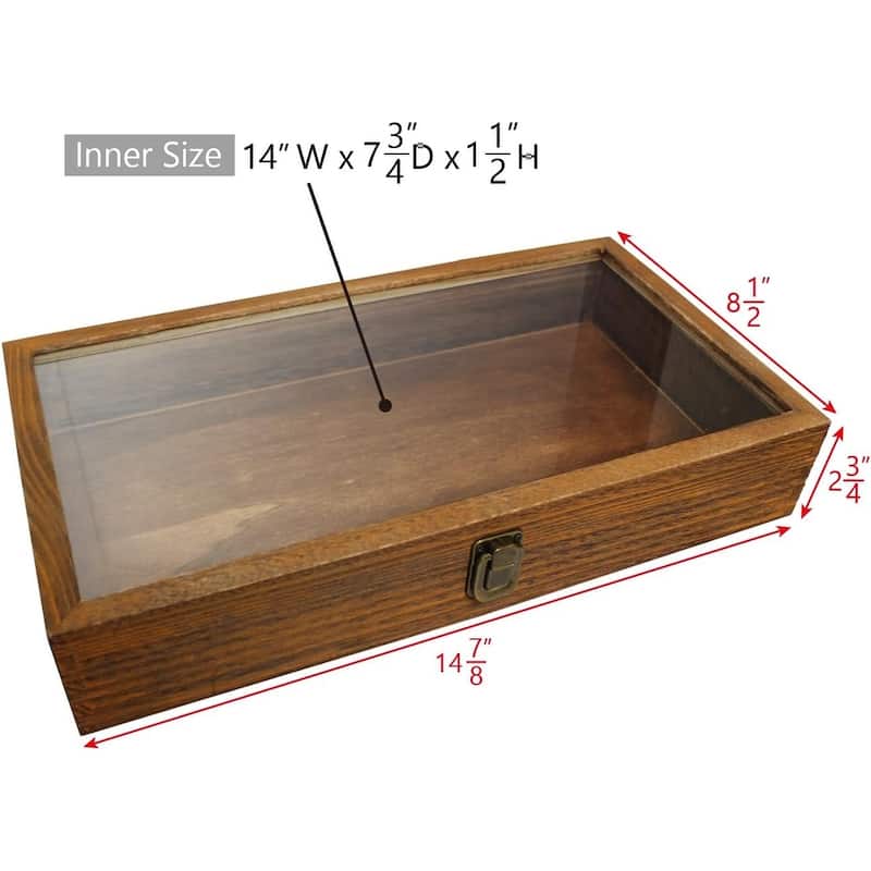 Wood Glass Top Jewelry Display Case Accessories Storage for Collectibles - S
