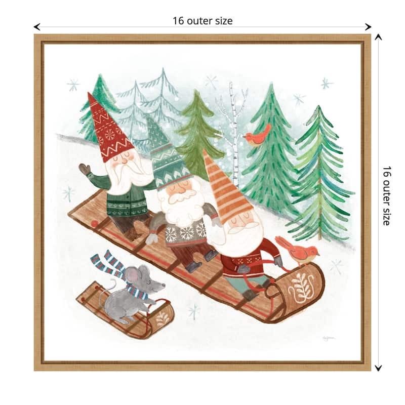 Woodland Gnomes III by Mary Urban Canvas Art Framed - 16 x 16 in