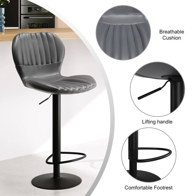 Swivel Barstools, Kitchen Counter Height Bar Chairs with Armrest and Back for Bar
