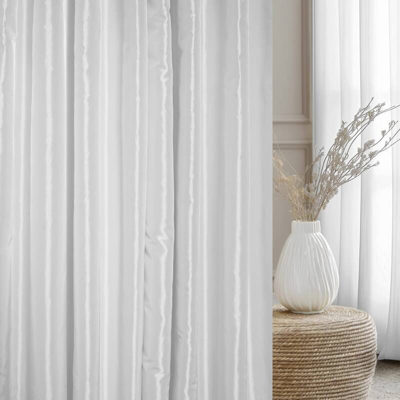 Exclusive Fabrics Faux Silk Taffeta French Pleated Blackout Curtains for Bedroom & Living Room Curtains Single Panel