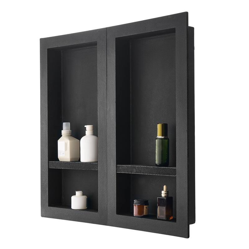 Black Foam Four Layer Insert Shower Niche with Waterproof Cement Mortar Finish - 16 x 4 x 32 in-16 x 4 x 32 in