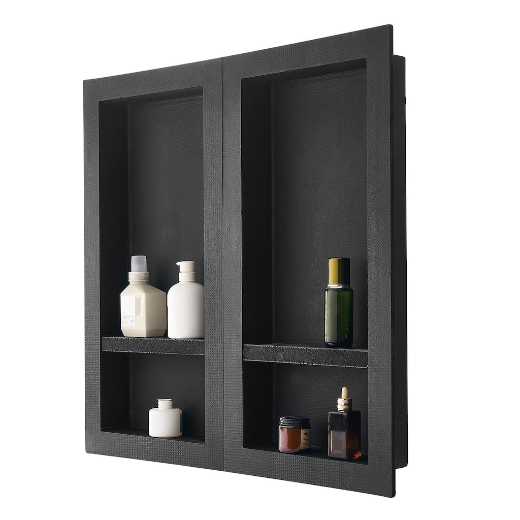 Black Foam Four Layer Insert Shower Niche with Waterproof Cement Mortar Finish - 16 x 4 x 32 in-16 x 4 x 32 in