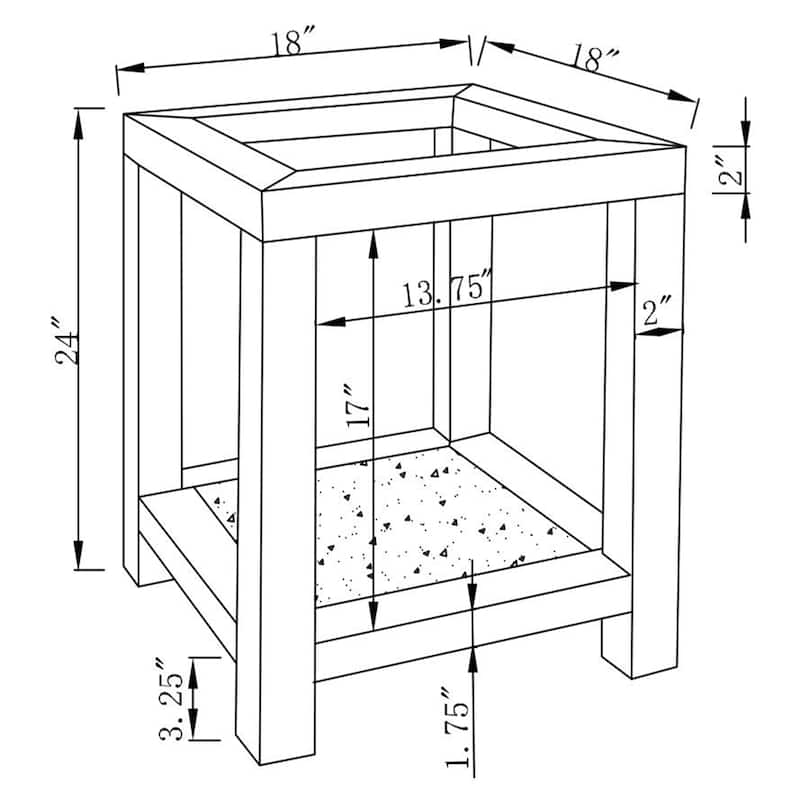 Square End Table with Glass Top Mirror