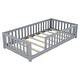 preview thumbnail 25 of 34, Twin Size Bed Floor Bed with Safety Guardrails and Door for Kids
