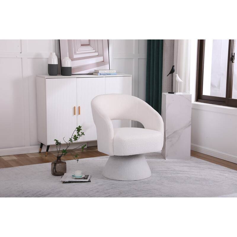 Swivel Accent Chair Armchair, Round Barrel Chair in Fabric for Living Room Bedroom