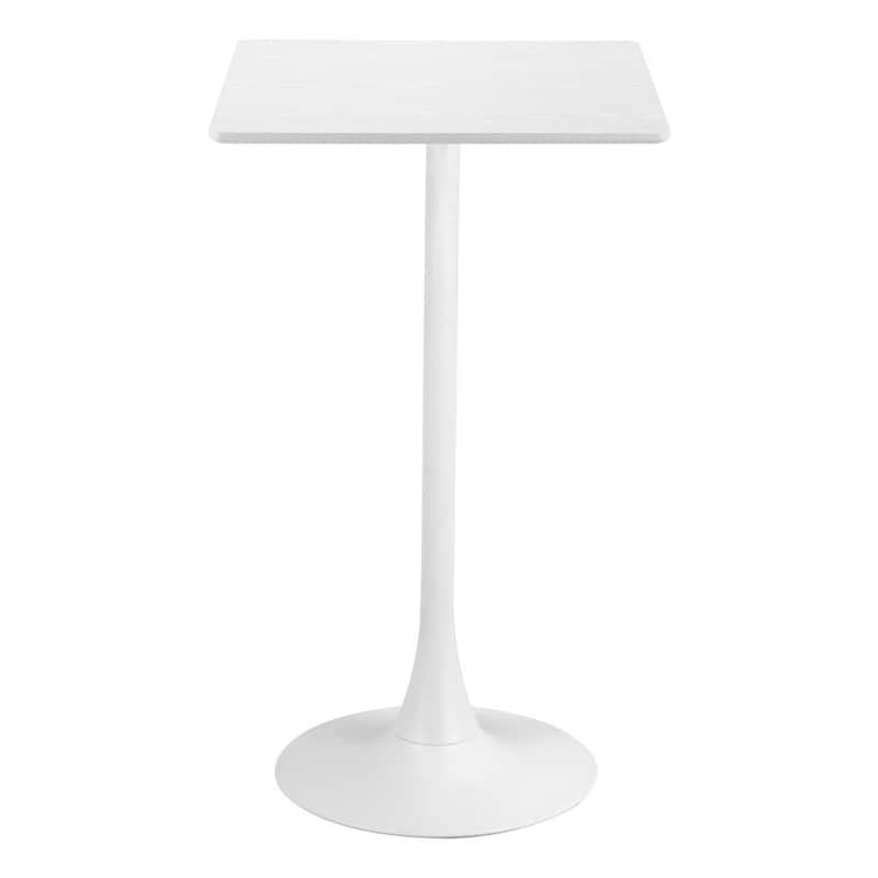 HomeRoots 24" White Wood and Steel Square Bar Table - 24.00 in. x 41.70 in. x 24.00 in.