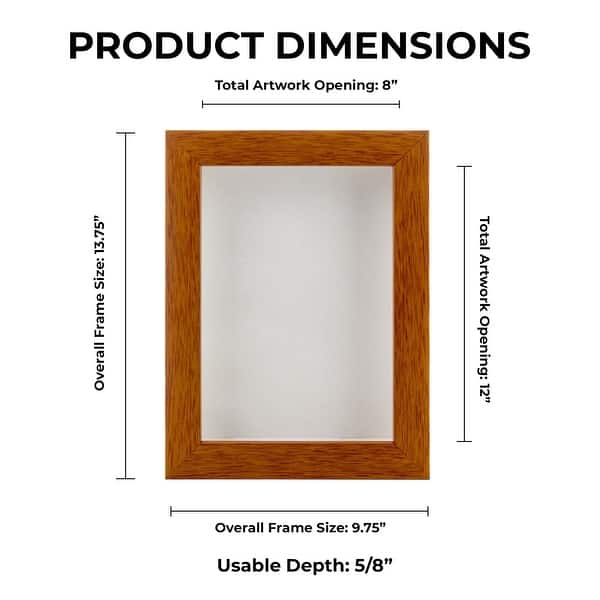 dimension image slide 21 of 28, Warm Honey Brown Wood Shadow Box Frame with Acrylic Front - White Suede Backing, 30 Sizes