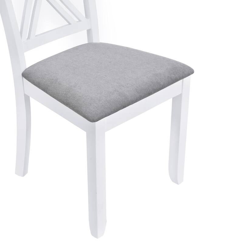 5 Piece Wood Table and Chair Set, Kitchen Dining Table Set for 4 with Rectangle Table and 4 X-Back Upholstered Chairs