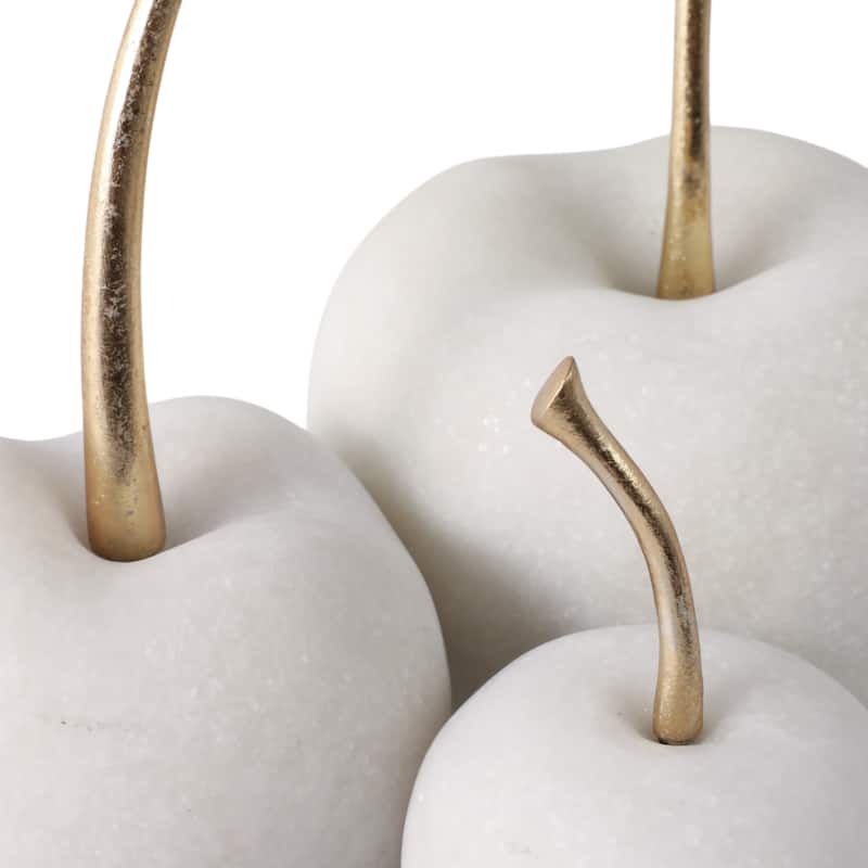 Polyresin Decorative Object Cherry Sculptures (Set of 3) - 8/5" White - 5.25" x 5.25" x 8"