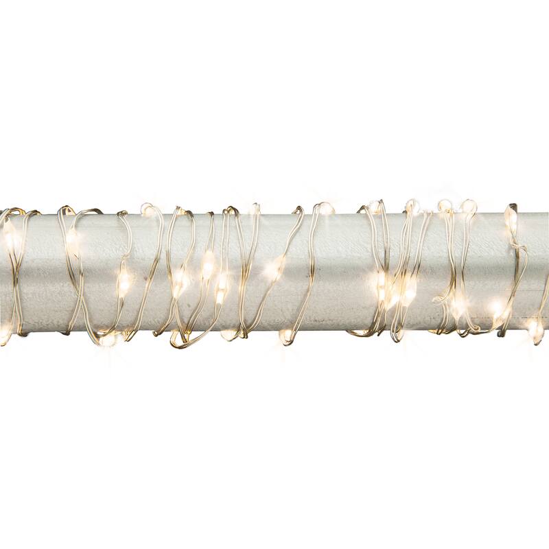 Set of 3 10 ft Battey Operated Warm White Micro Light String on Silver Wire