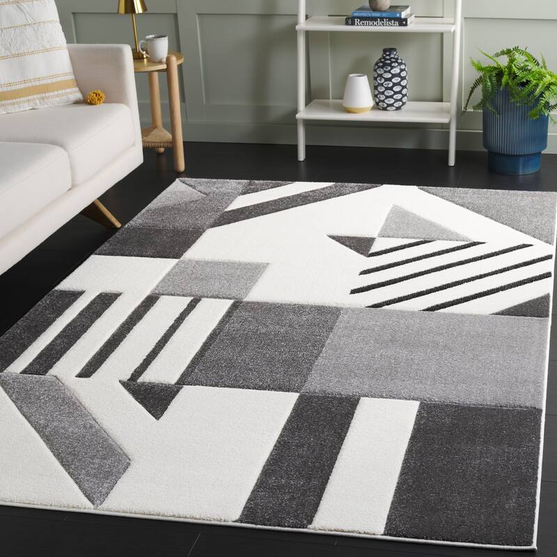 SAFAVIEH Hollywood Tatianna Mid-Century Modern Abstract Rug - 9' x 12' - Ivory/Grey - Rectangle
