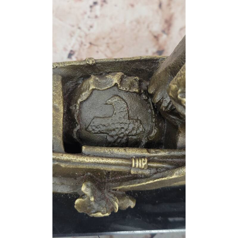 Native American Indian Man In Canoe Bronze Statue Sculpture Figure 7 Inches X 10 Inches