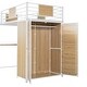 preview thumbnail 13 of 36, Twin Size Metal Wood Loft bed with L-shape Desk, Wardrobe, Fence and Ladder