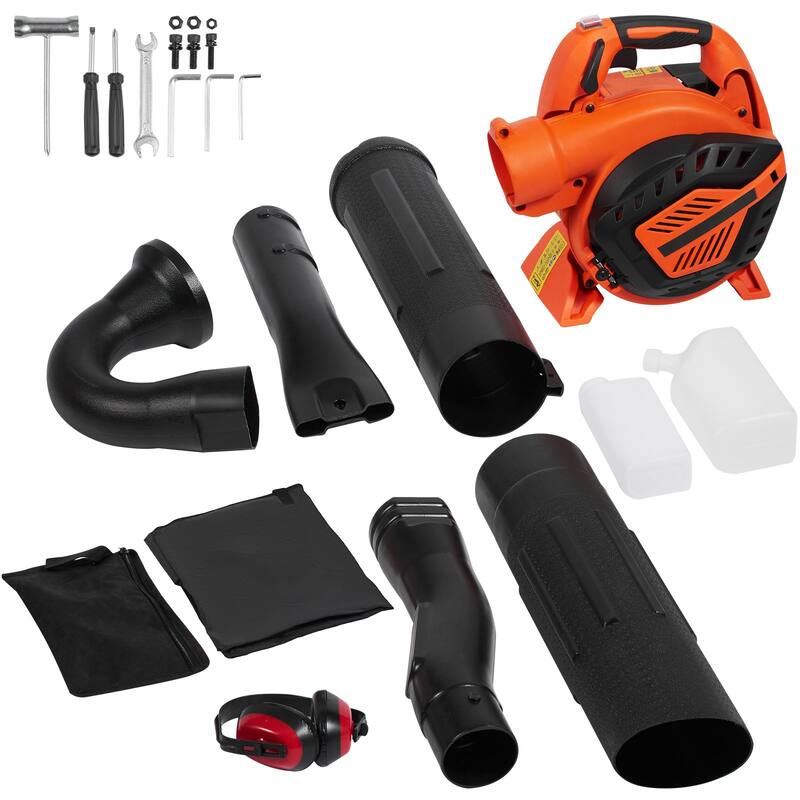 Orange 2-Cycle Handheld Leaf Blower with A Fuel Tank Ideal for Lawn Yards or Any Outdoor Paths - 39"x10.6"x13.8"