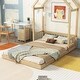 preview thumbnail 5 of 8, Natural Full Size Pine Wood Roof-framed Headboard Floor Bed with Headboard Guardrails, without Slats