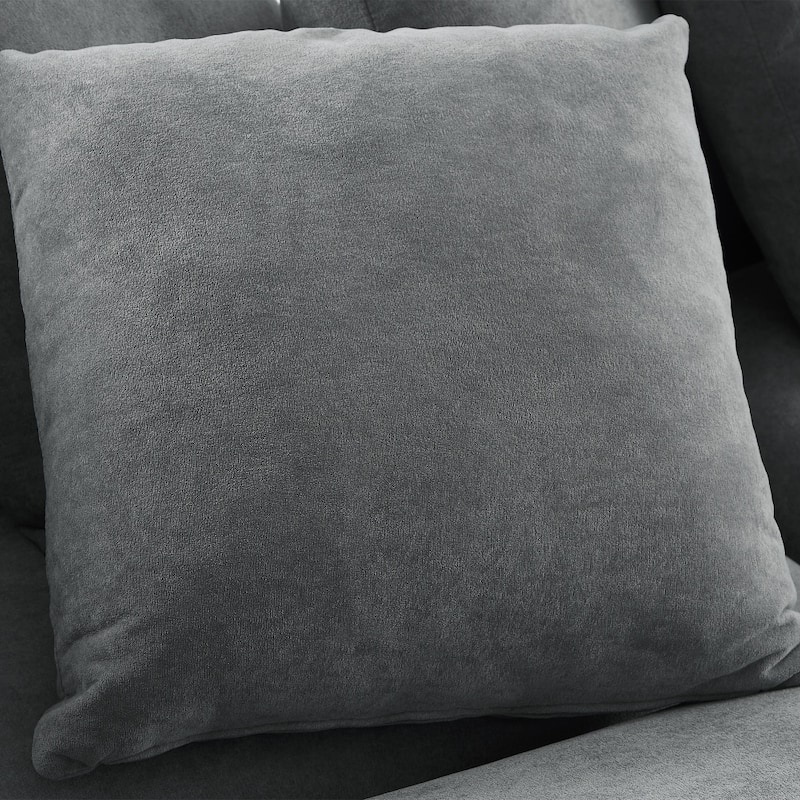 83" Upholstered Sectional Sofa with Movable Ottoman and Six Pillows, Ample Storage Space
