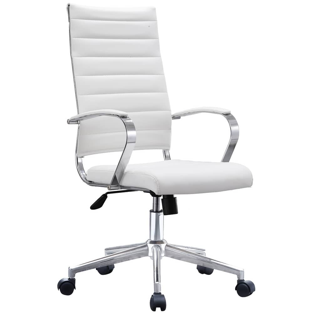 Modern High Back Office Chair Ribbed PU Leather Manager Tilt Conference Room Computer Desk Boss Task Executive Boss