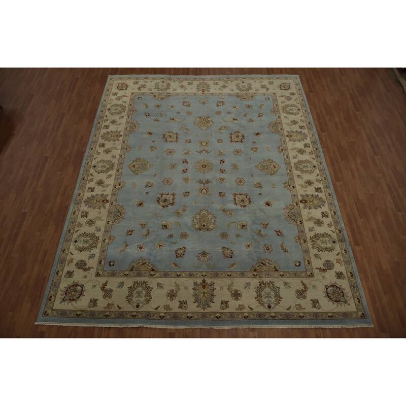Hand Knotted Oriental 100% Wool Carpet Transitional Floral Navy Blue & Blues Oushak Area Rug - 14' 8'' X 11' 6''