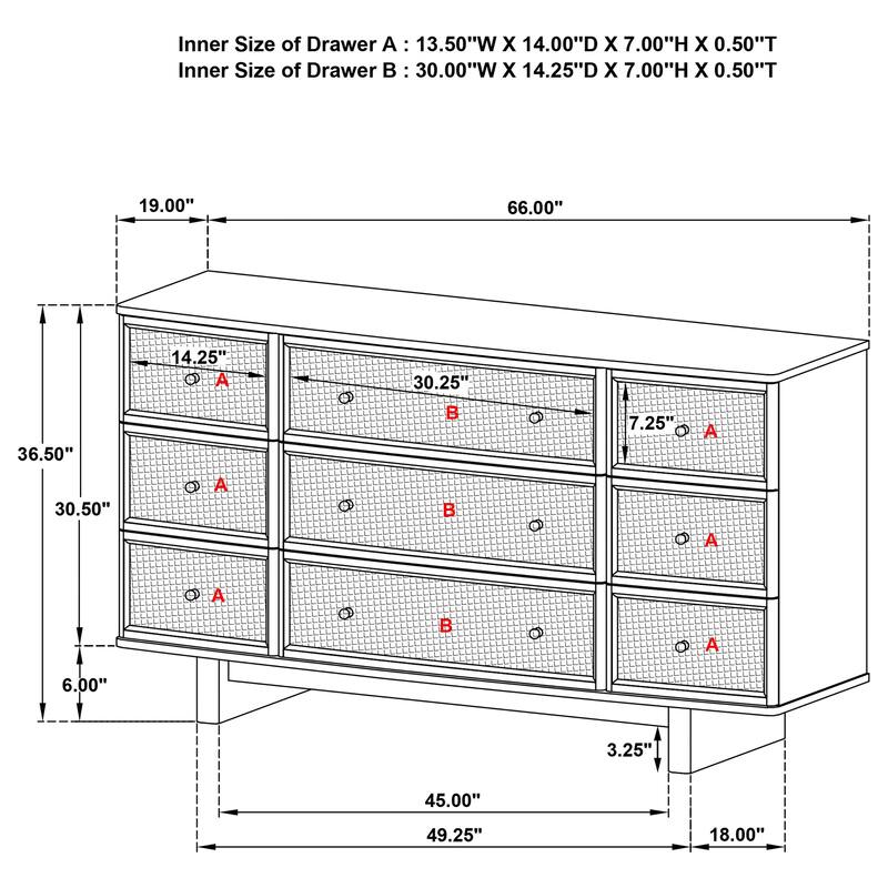 Kailani 9-drawer Dresser Beige Oak