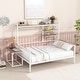 preview thumbnail 20 of 34, Metal Daybed with Movable Desk, Metal Slat Support Bed Frame Metal Grid, Shelves and Clothes Hanger