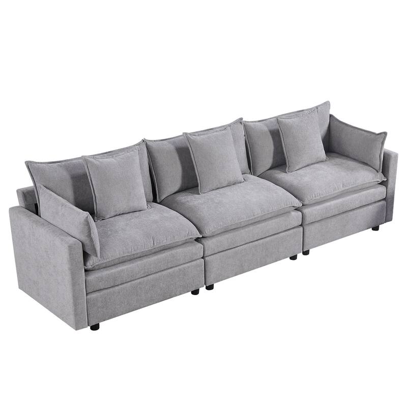 108.66"Chenille L-shaped Sectional Sofa with Convertible Chaise,Comfy Cloud Couch Deep Sectional Sofa with Ottomans