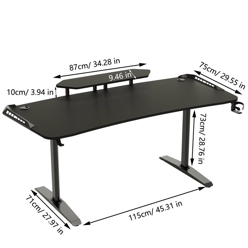 71" Gaming Table Office Computer Desk Gamer Workstation with Monitor Shelf LED Light Mouse Pad