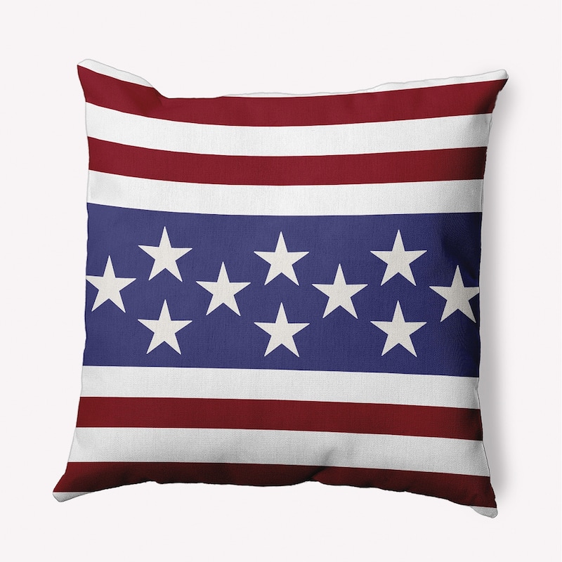 July 4th Stars and Bars Decorative Throw Pillow - 18" x 18" - Purplish Blue