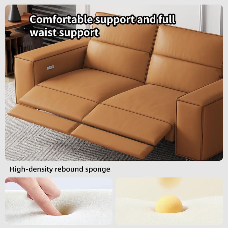 76.77'' Modern Leather Recliner Sofa, Power Reclining, Adjustable, Ergonomic Design, Living Room Furniture