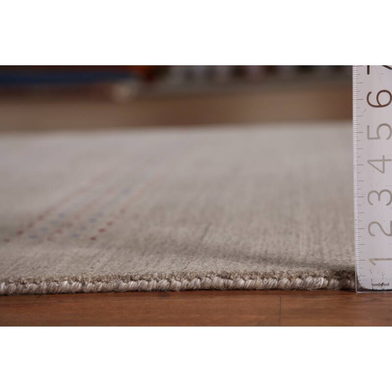 Modern Tribal Gabbeh Indian Area Rug Handmade Grey Wool Carpet - 5'3" x 7'7"