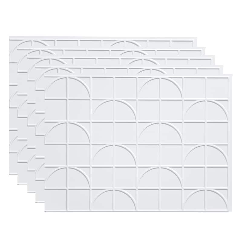 FASÄDE Crescent Decorative Vinyl Backsplash Panel - 5 Pack - Matte White