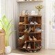 Mieres 4-Tier Round Rotating Shoe Rack, Wood Shoe Organizer with ...
