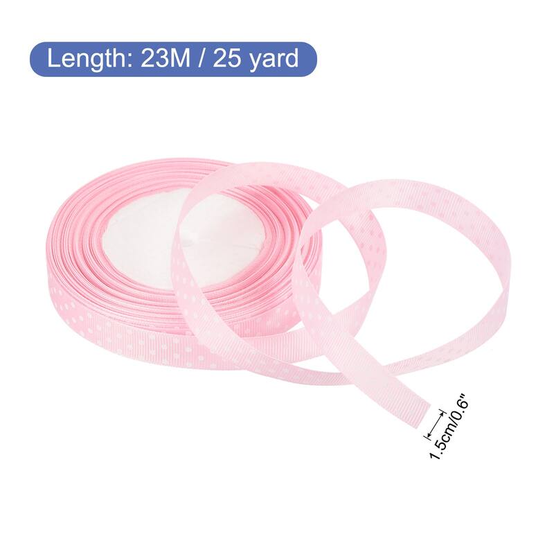 Grosgrain Ribbons with Dots Ribbon Bow Decoration - Pink - 25 Yards 5/8 Inch