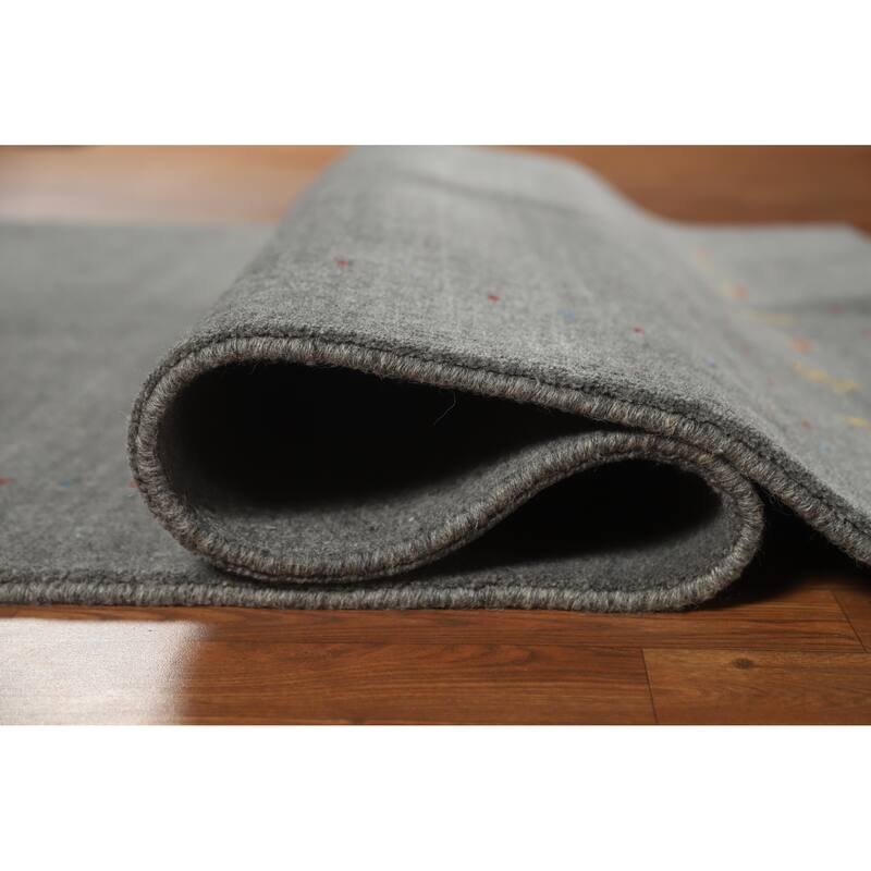 Tribal Gray Gabbeh Indian Area Rug Handmade Wool Carpet - 4'9" x 7'10"