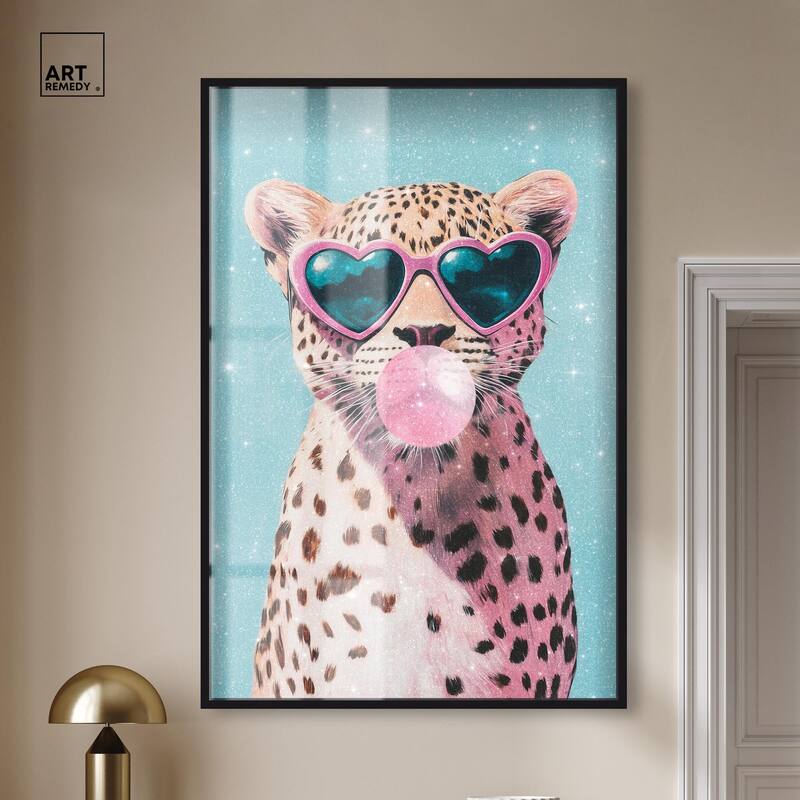 Pastel Cheetah Bubblegum Shadowbox by Art Remedy