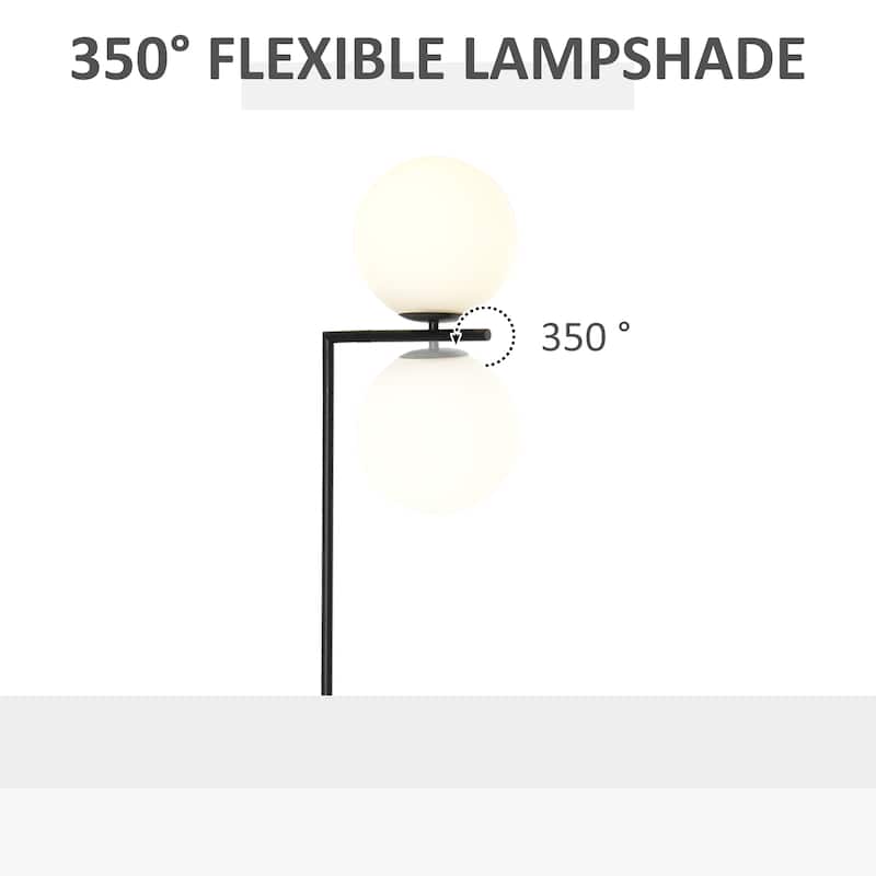 HOMCOM Metal Floor Lamp, Standing Light with Adjustable Lampshade for Living Room, Bedroom, Office