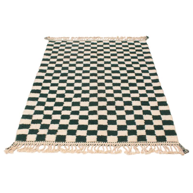 ECARPETGALLERY Hand-knotted Beni Ourain Green, Ivory Wool Rug - 5'8 x 7'9