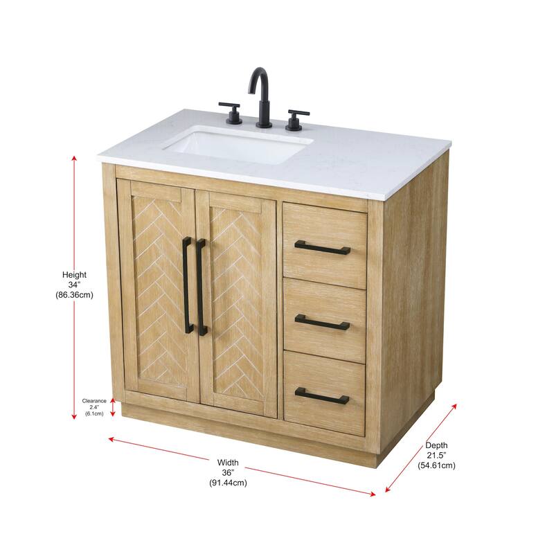 Elegant Lighting VF29036 Chase 36" Free Standing Single Basin Vanity