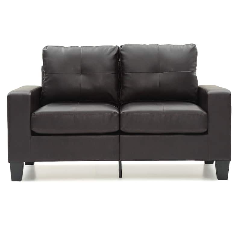 Flared Arm Faux Leather Tufted Straight Sofa - 58" - Dark Brown