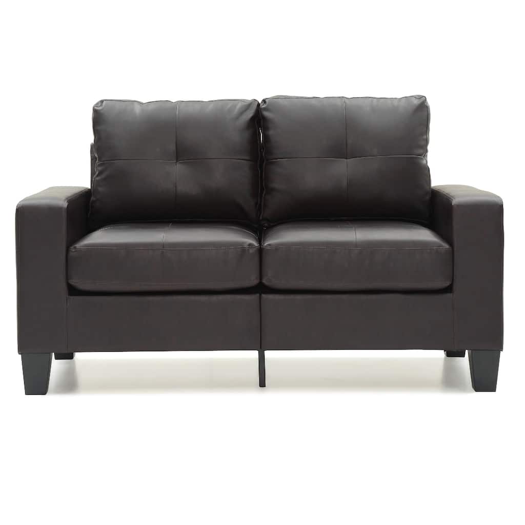 Flared Arm Faux Leather Tufted Straight Sofa - 58" - Dark Brown