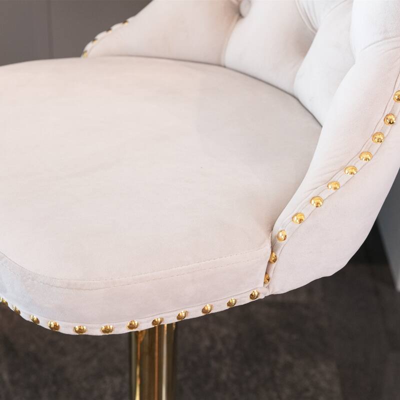 Modern Upholstered Bar Stools with Backs Comfortable Tufted for Home Pub and Kitchen Island,Set of 2
