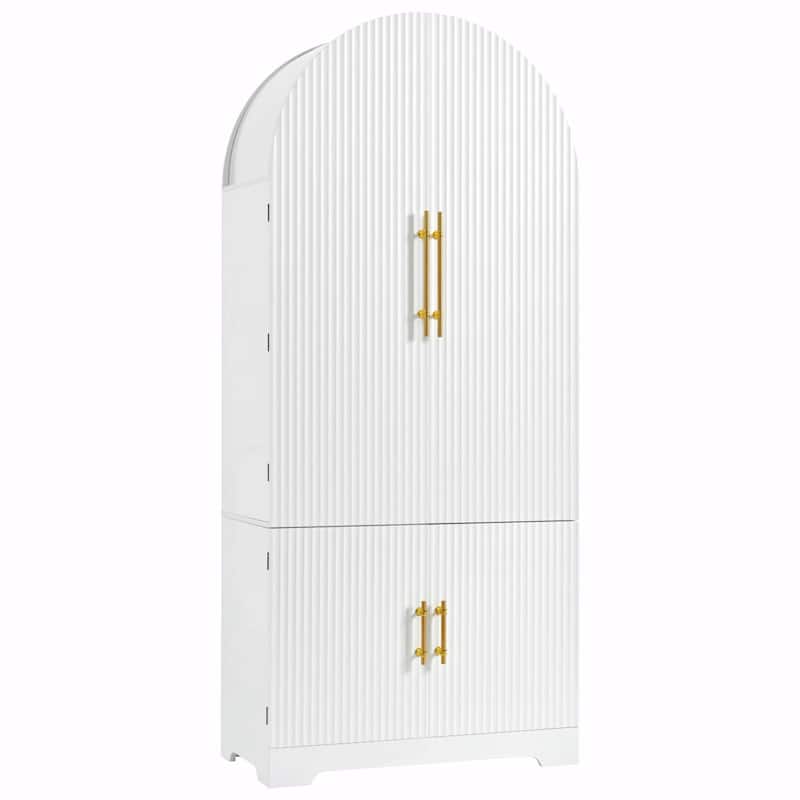 72" Tall Arched Kitchen Pantry Cabinet - White