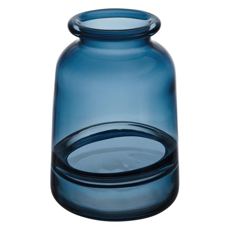 Elements Blue Cinched Glass Vase, 6X8 Inch