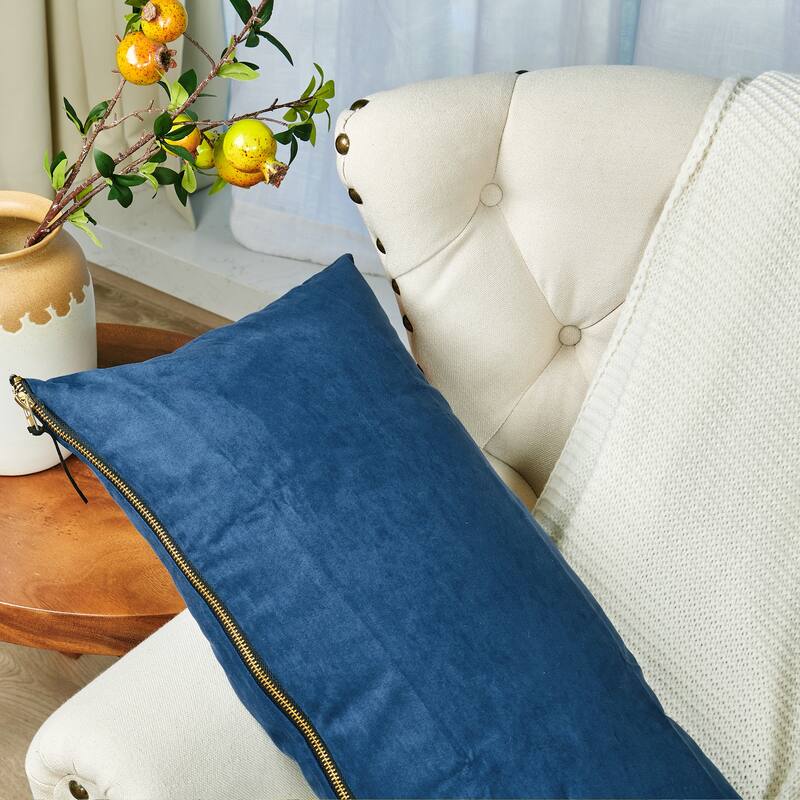 Suede 2 Piece Pillow Shell Set with Big Zipper, NO INSERT