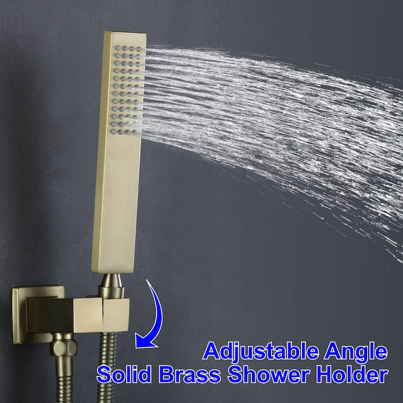 Wall Mounted Shower Faucet With Hand Shower Modern Shower System Set 10 Inch Rainfall Shower Head With Pressure Balance Valve